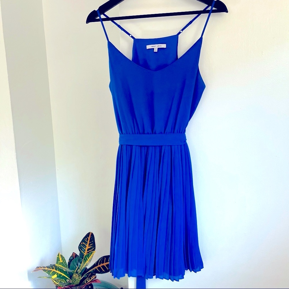 Naked Zebra Royal Blue Pleated Skirt Dress